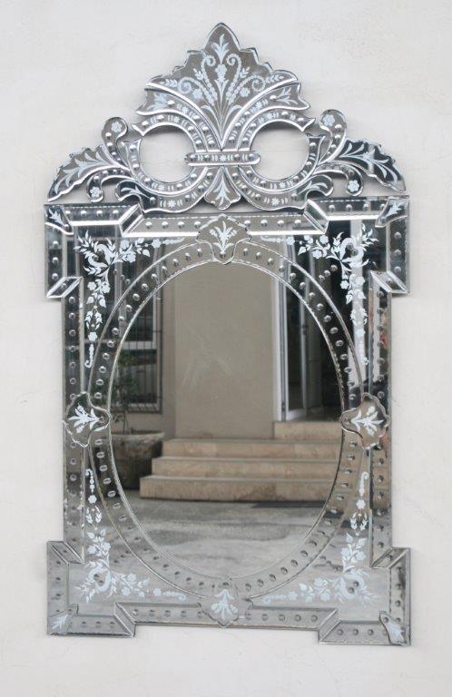 Rectangular Venetian Mirror Oval Centre 111x66cm