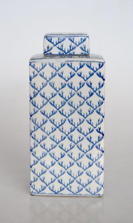 Tall Blue White Square Geometric Ginger Jar 30x13x8cm Lemon Tall Blue White Square Geometric Ginger Jar 30x13x8cm Lemon Tree Interiors