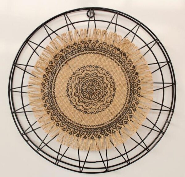 METAL / HESSIAN WALL HANGING – 30CM Ø – Lemon Tree Interiors